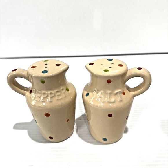 Temp-tations Temptations By Tara Polka Dot 5 pc Condiment Set Oil Vinegar Salt - Picture 6 of 15